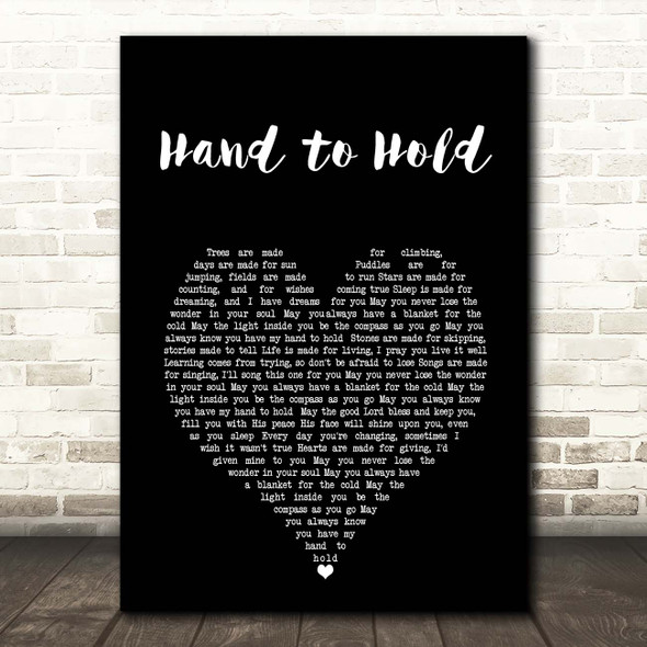 Caleb and Kelsey Hand to Hold Black Heart Song Lyric Print