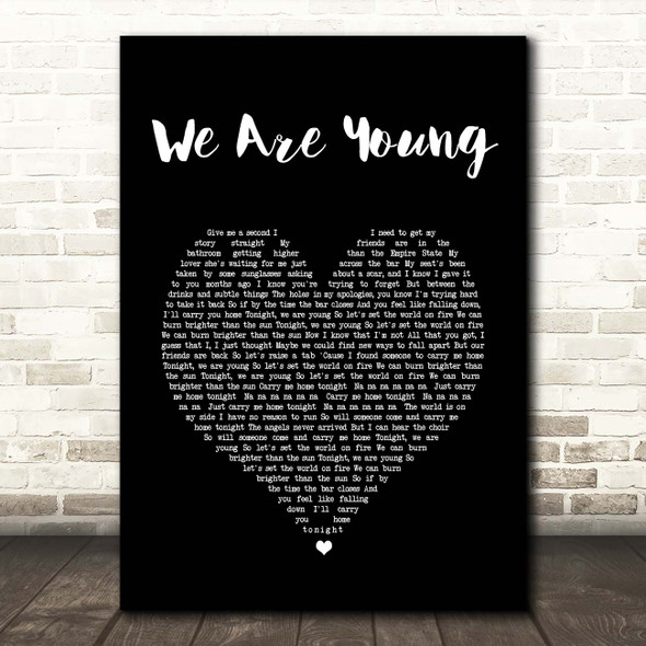 fun. We Are Young Black Heart Song Lyric Print