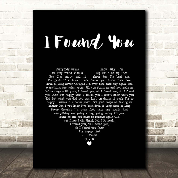 Axwell I Found You Black Heart Song Lyric Print