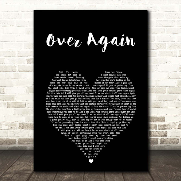 One Direction Over Again Black Heart Song Lyric Print