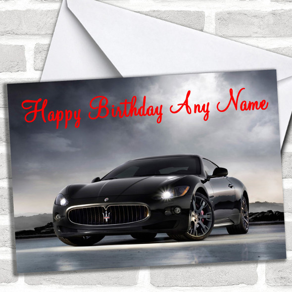 Maserati Granturismo Black Personalized Birthday Card