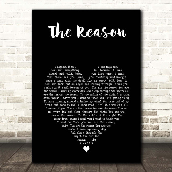 Celine Dion The Reason Black Heart Song Lyric Print