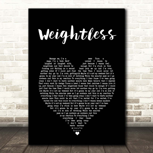 All Time Low Weightless Black Heart Song Lyric Print