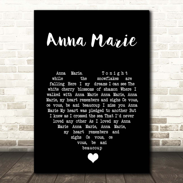 Jim Reeves Anna Marie Black Heart Song Lyric Print