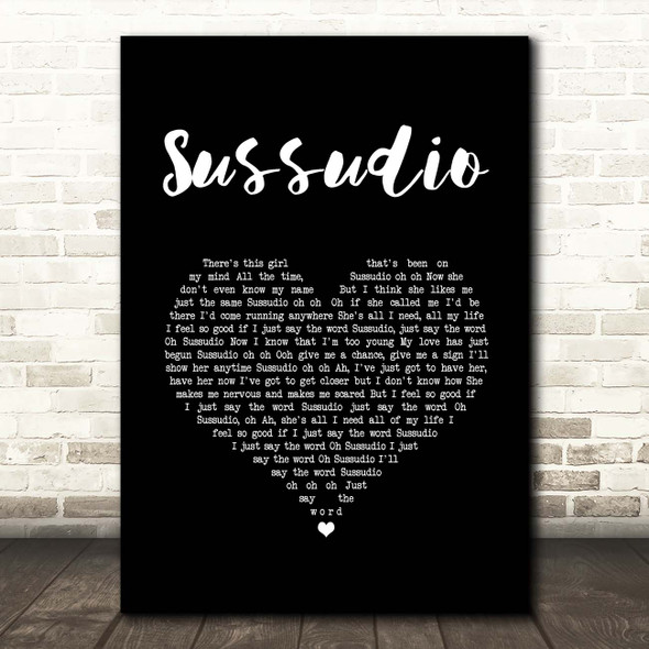 Phil Collins Sussudio Black Heart Song Lyric Print