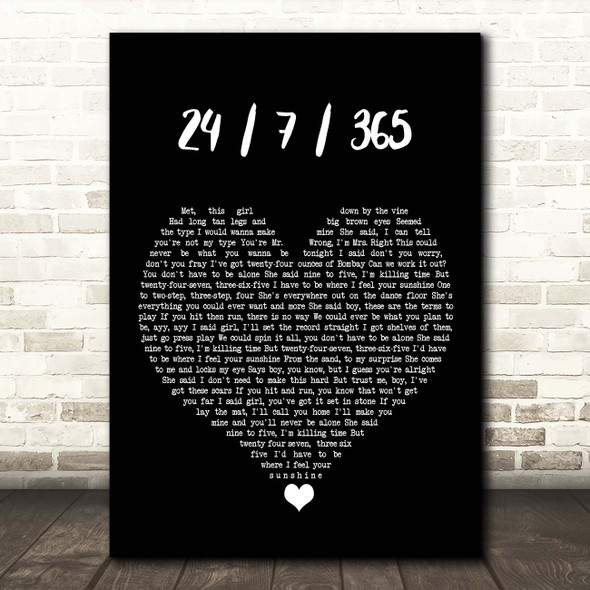 Surfaces 24 7 365 Black Heart Song Lyric Print