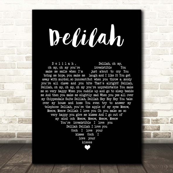 Queen Delilah Black Heart Song Lyric Print