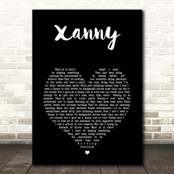 Billie Eilish Xanny Black Heart Song Lyric Print