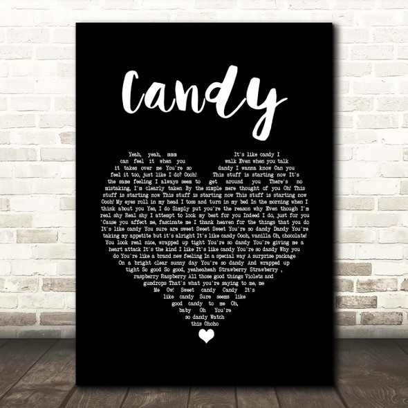 Cameo Candy Black Heart Song Lyric Print