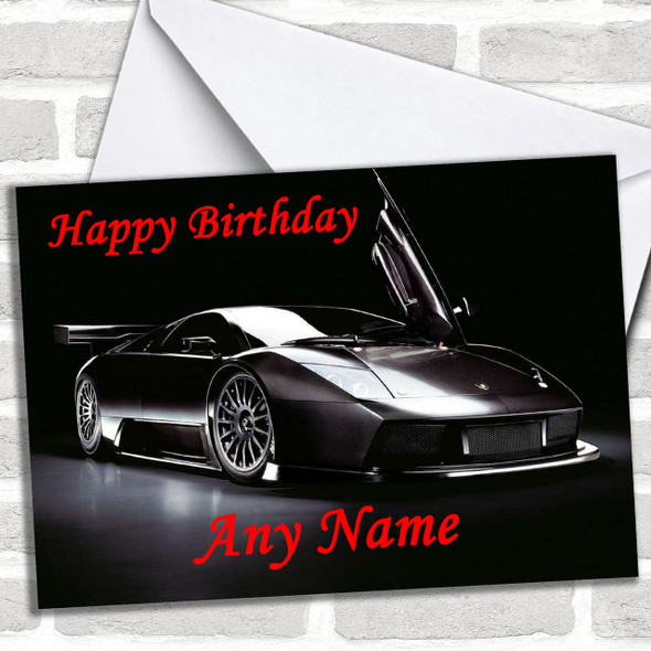 Lamborghini Murcielago Black Personalized Birthday Card