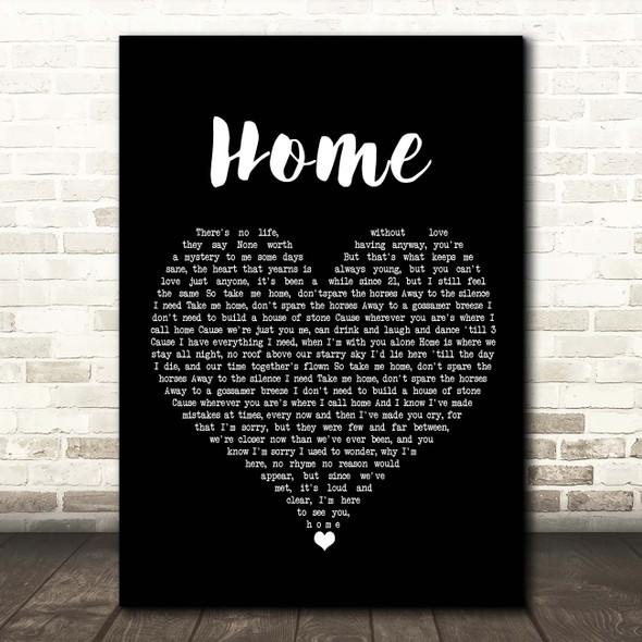 Bruno Major Home Black Heart Song Lyric Print