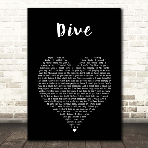 Ed Sheeran Dive Black Heart Song Lyric Print