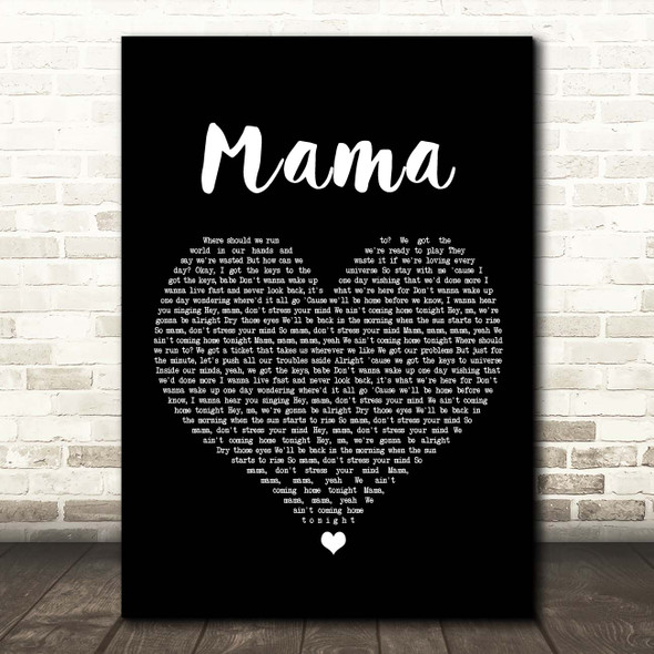 Jonas Blue Mama Black Heart Song Lyric Print