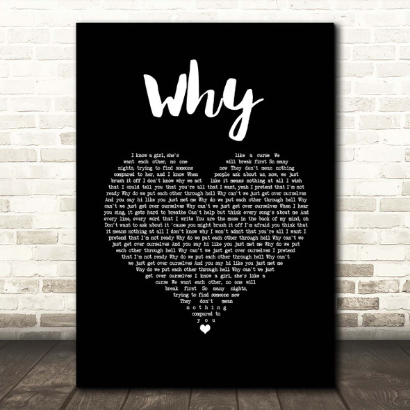 Shawn Mendes Why Black Heart Song Lyric Print