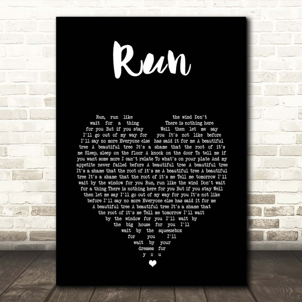 Stephen Fretwell Run Black Heart Song Lyric Print