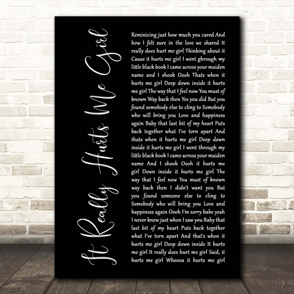 The Carstairs It Really Hurts Me Girl Black Script Song Lyric Print