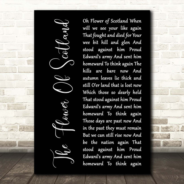 The Corries The Flower Of Scotland Black Script Song Lyric Print