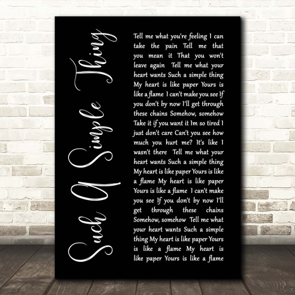 Ray LaMontagne Such A Simple Thing Black Script Song Lyric Print