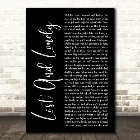 Aaron Lewis Lost And Lonely Black Script Song Lyric Print