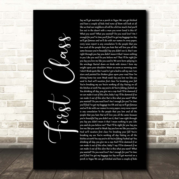 Rainbow Kitten Surprise First Class Black Script Song Lyric Print