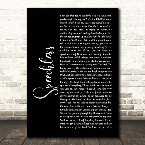 Anita Wilson Speechless Black Script Song Lyric Print