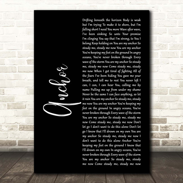 Skillet Anchor Black Script Song Lyric Print