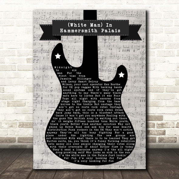 The Clash (White Man) In Hammersmith Palais Electric Guitar Music Script Song Lyric Print