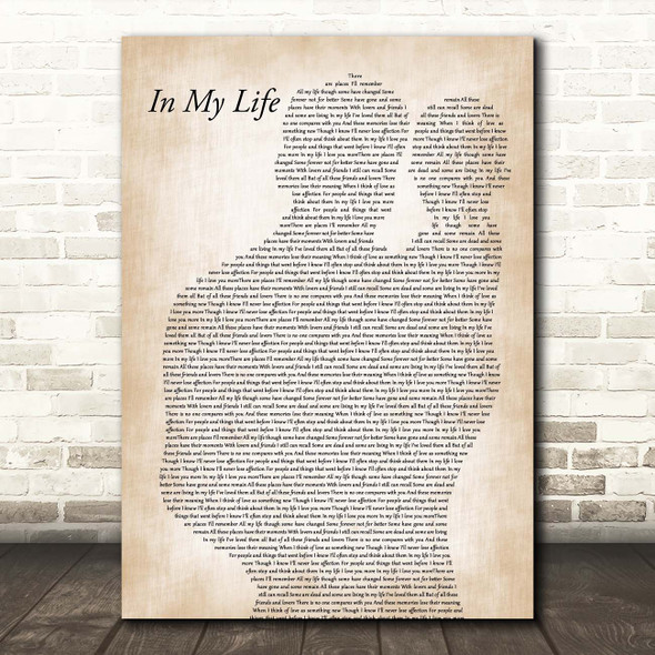 The Beatles In My Life Father & Baby Song Lyric Print