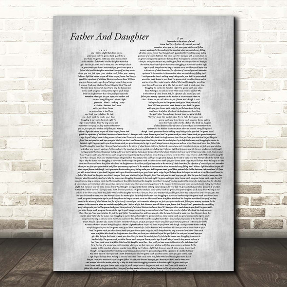 Paul Simon Father And Daughter Father & Child Grey Song Lyric Print