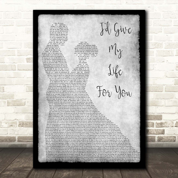 Marvin Gaye I'd Give My Life For You Grey Man Lady Dancing Song Lyric Print