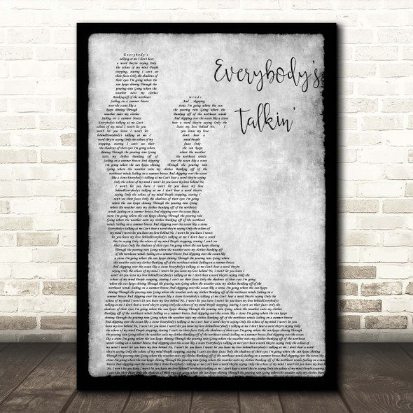 Harry Nilsson Everybody's Talkin' Grey Man Lady Dancing Song Lyric Print