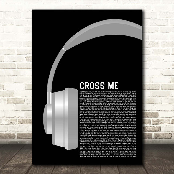 Ed Sheeran Cross Me Grey Headphones Song Lyric Print