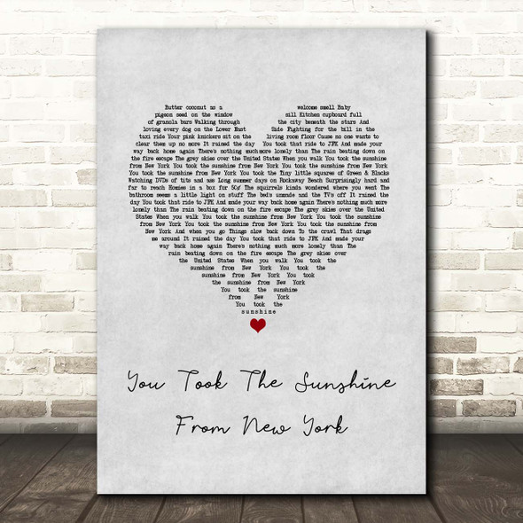 The Wildhearts You Took The Sunshine From New York Grey Heart Song Lyric Print