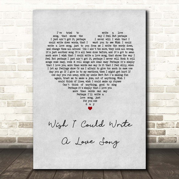 Chas & Dave Wish I Could Write A Love Song Grey Heart Song Lyric Print