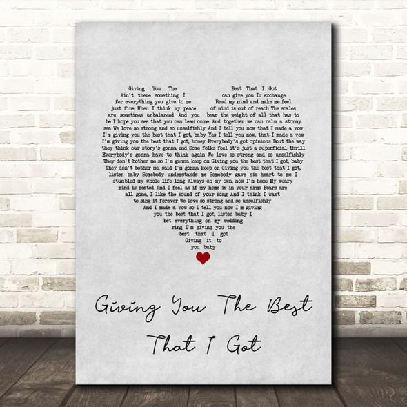 Anita Baker Giving You The Best That I Got Grey Heart Song Lyric Print