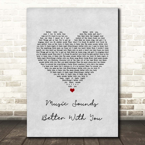 Big Time Rush Music Sounds Better With You Grey Heart Song Lyric Print