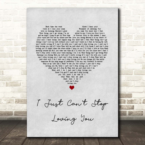 Michael Jackson I Just Can't Stop Loving You Grey Heart Song Lyric Print