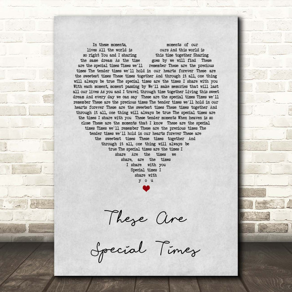 Celine Dion These Are Special Times Grey Heart Song Lyric Print