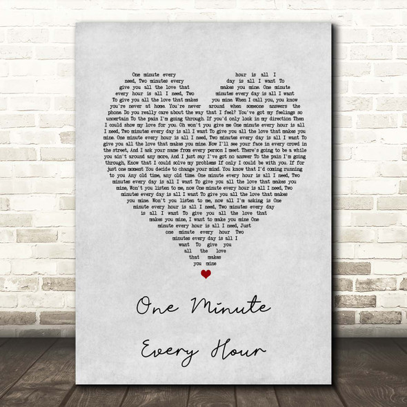 John Miles One Minute Every Hour Grey Heart Song Lyric Print