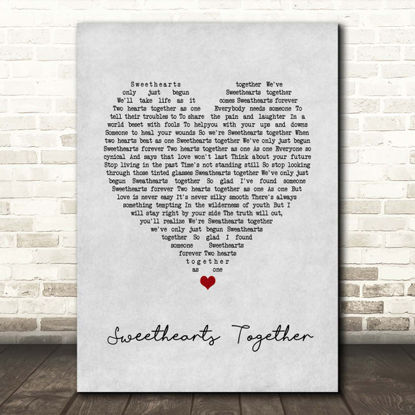 The Rolling Stones Sweethearts Together Grey Heart Song Lyric Print