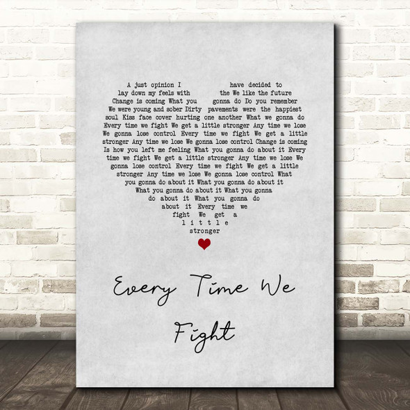 The Milk (band) Every Time We Fight Grey Heart Song Lyric Print