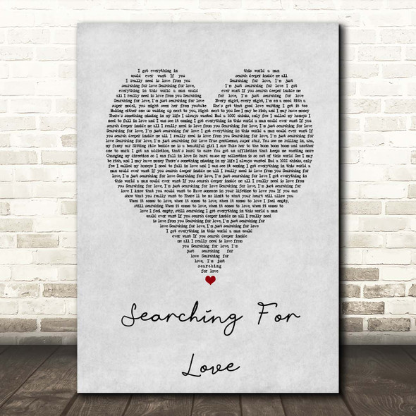 Akon Searching For Love Grey Heart Song Lyric Print