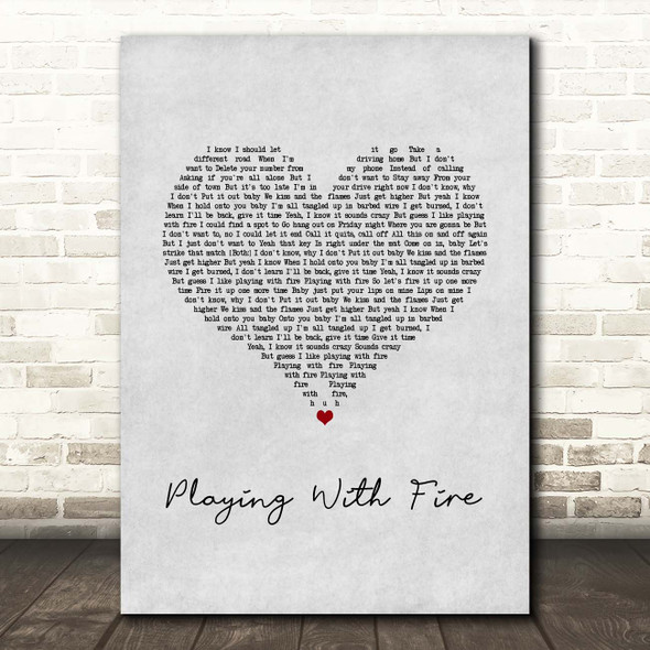 Thomas Rhett Playing With Fire Grey Heart Song Lyric Print