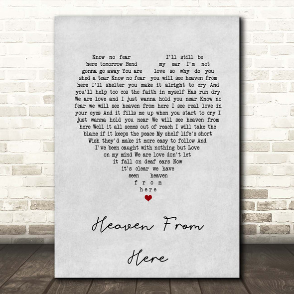 Robbie Williams Heaven From Here Grey Heart Song Lyric Print