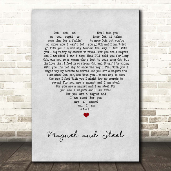 Walter Egan Magnet and Steel Grey Heart Song Lyric Print