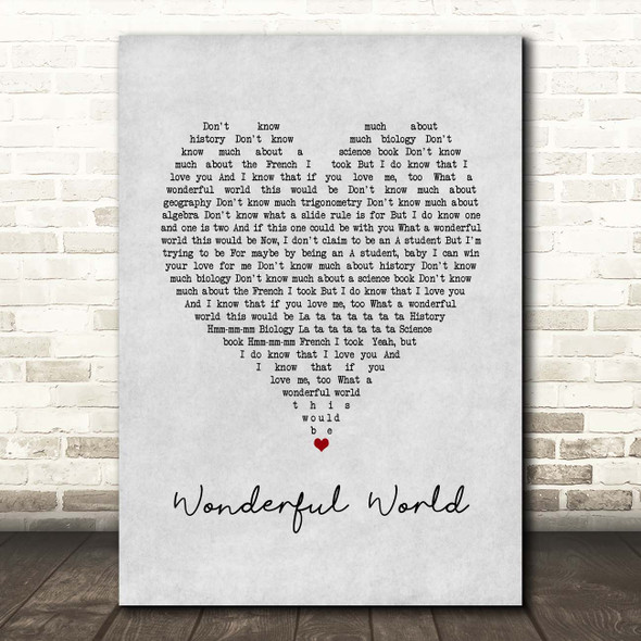 Sam Cooke Wonderful World Grey Heart Song Lyric Print