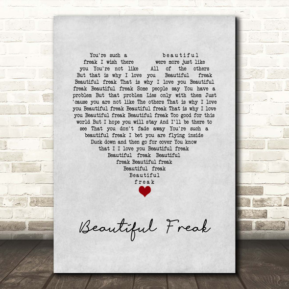 Eels Beautiful Freak Grey Heart Song Lyric Print