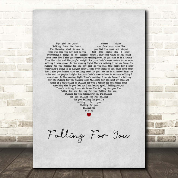 Mercury Falling For You Grey Heart Song Lyric Print