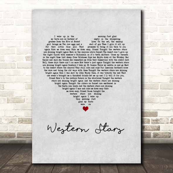 Bruce Springsteen Western Stars Grey Heart Song Lyric Print