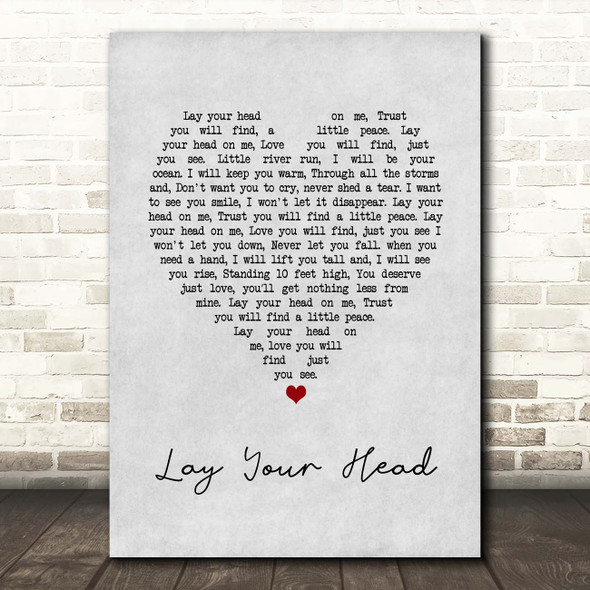 Maverick Sabre Lay Your Head Grey Heart Song Lyric Print